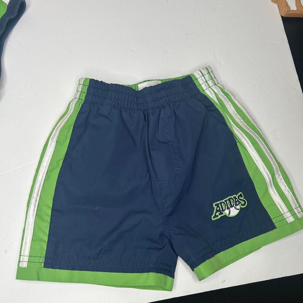 vintage Youth Adidas green and white sports tank top and shorts set 16 months - Picture 5 of 8